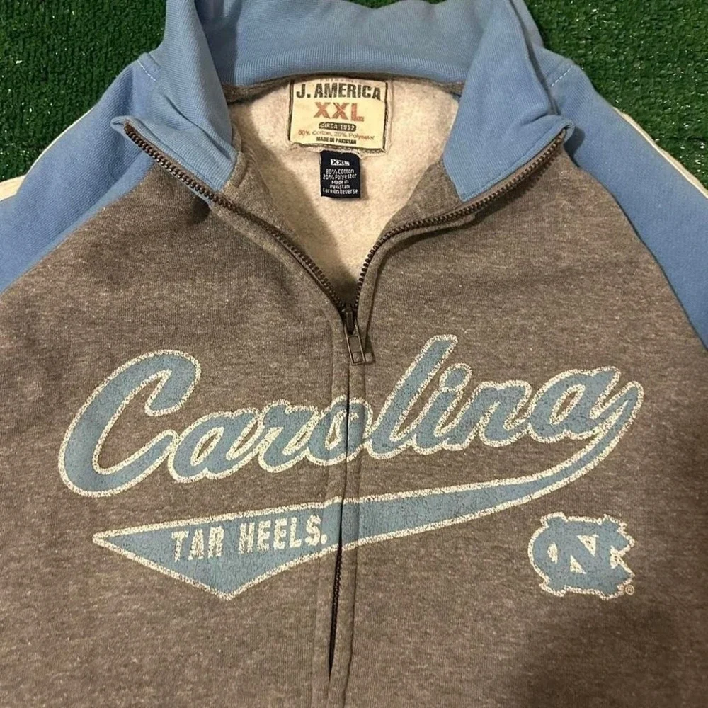 Vintage Carolina Tar Heels Spell out Full Zip Crewneck Sweatshirt Adult 2XL - Picture 4 of 7